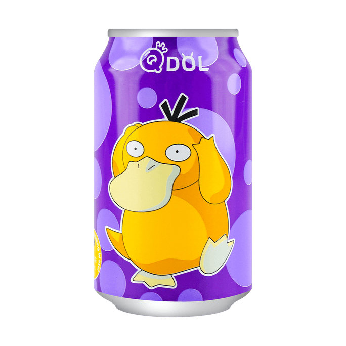 【动漫好物】QDOL 宝可梦系列气泡水 汽水饮料 葡萄味 330ml【可达鸭形象】