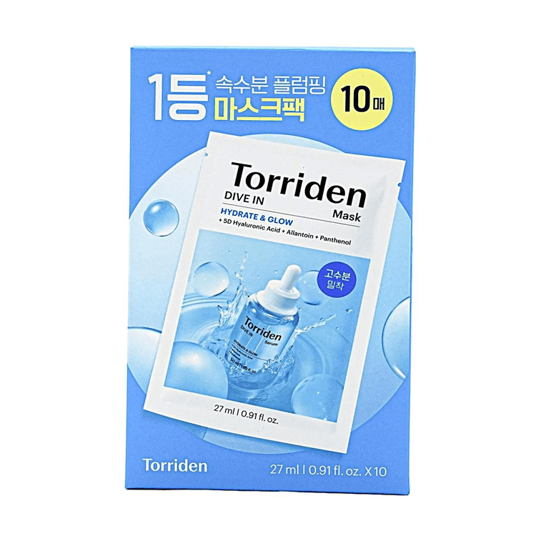 韓國TORRIDEN桃瑞丹 DIVE-IN低分子玻尿酸保濕面膜 補水舒緩鎮靜 27ml 10片入 化解年度美妝大賞面膜類NO.2 5