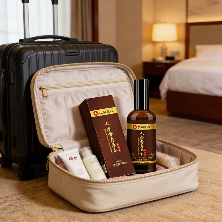 Renhe Pharmaceutical Aifu Renren Ginseng Polygonum Multiflorum Herbal Essence Hair Darkening Liquid 1 Box(100ml) Plant Essence 3