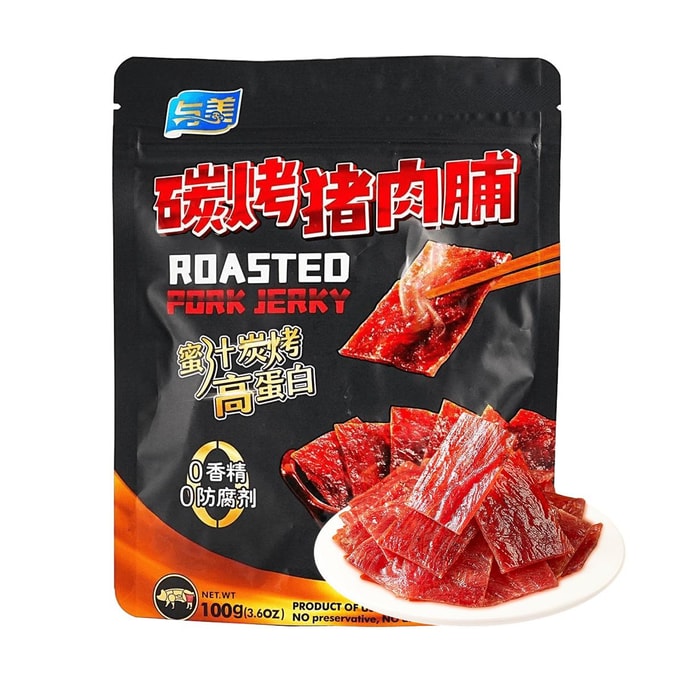 Roasted Pork Jerky 3.6 oz[Nutritious High-Protein Meat Jerky Snack] [0 Flavorings 0 Preservative]