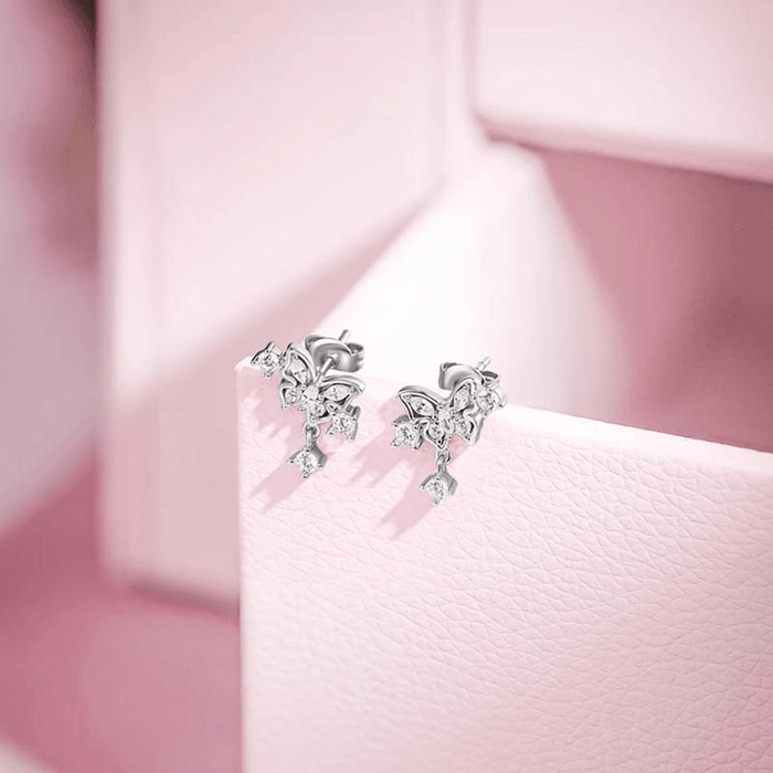 【中国直送】Chow Sang Sang シルバーリボンイヤリング - 女の子らしくて上品な女性の日ギフト *1個 3