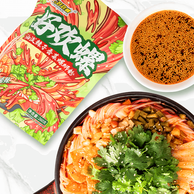 数量限定SALE 好欢螺螺蛳粉油泼辣子香菜味260g【全美独家】【香辣CP,嗦粉停不 ライスヌードル