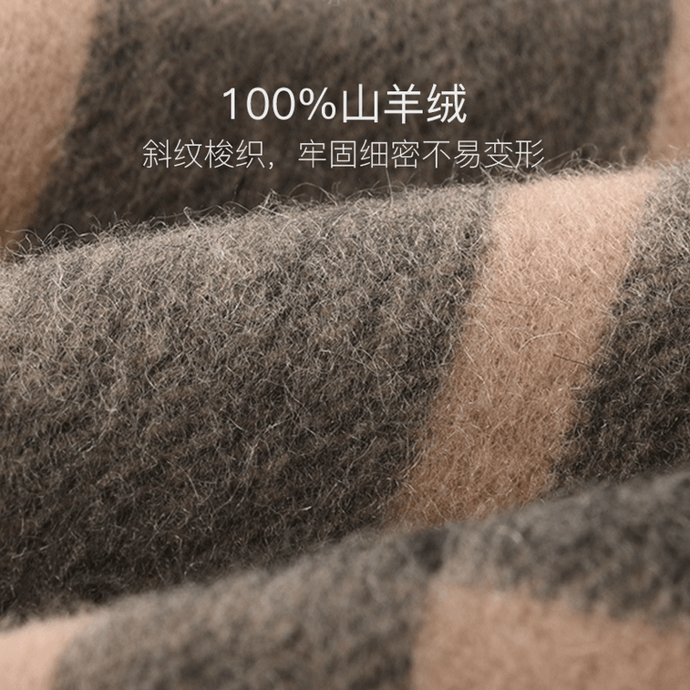 【美仓发货 5-7日达】网易严选 偶尔也要奢宠自己 经典格纹纯山羊绒围巾 驼色 170cm*30cm 3