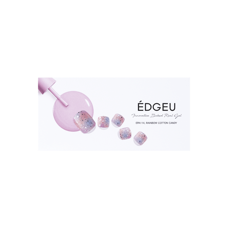 Innovative Baked Real Gel Nail Strips Peel Off Nails For Foot  #EPA114 Rainbow Cotton Candy 4