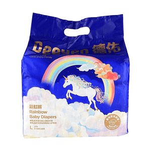 Rainbow Baby Diapers with Tabs, Size L, 27 Count, 9-14KG【Silk Protein Skin-Friendly Plant Extract Hip Care】