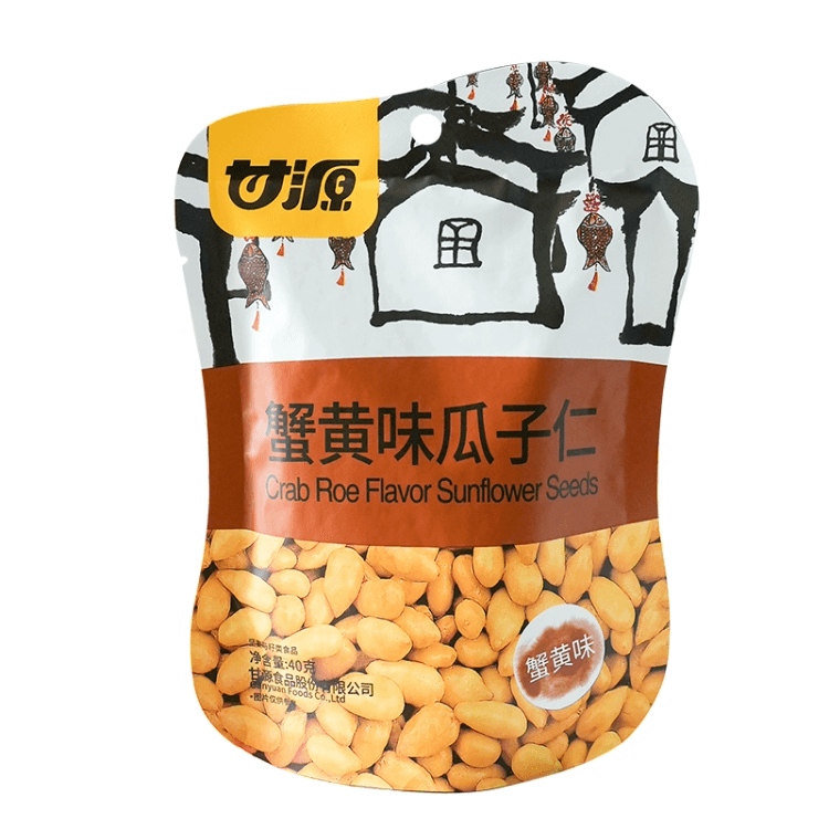 中国直送】甘元 ひまわりの種 カニ卵風味 個包装ナッツ 40g×1袋 - Yami