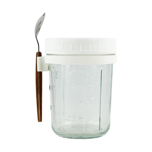 Oat Cup Portable Cup with Lid Spoon Salad Cup Graduated Milk Cup 350ml
