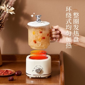 水月秦淮 美规奶油风迷你养生壶礼盒款600ml  全玻璃智能养生杯办公室专用多功能电热杯煮茶养生壶礼品【3档调温、烧水炖煮花茶自由切换】日常送礼春节新年礼品