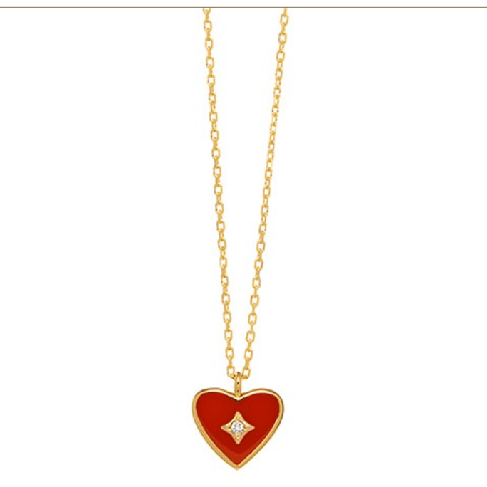 Diamond heart necklace (red)