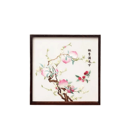 中国直送】蘇州刺繍 ハンドメイドシルク刺繍 装飾品 美しい未来（21*21