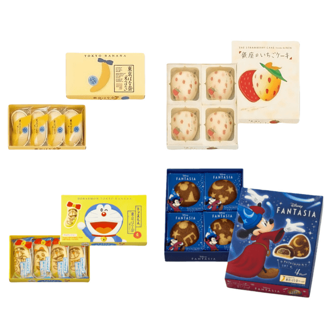 【日本直邮】 日本 TOKYO BANANA 双11全年最低价 伴手礼常年第一位 东京香蕉  米奇多啦A梦限定组合4种口味 小盒组合装 共16枚