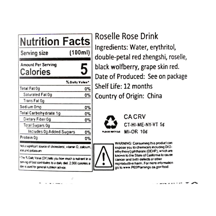 Roselle Rose Drink, Low Calories 0 Sugar 0 Fat,33.8 fl oz 6
