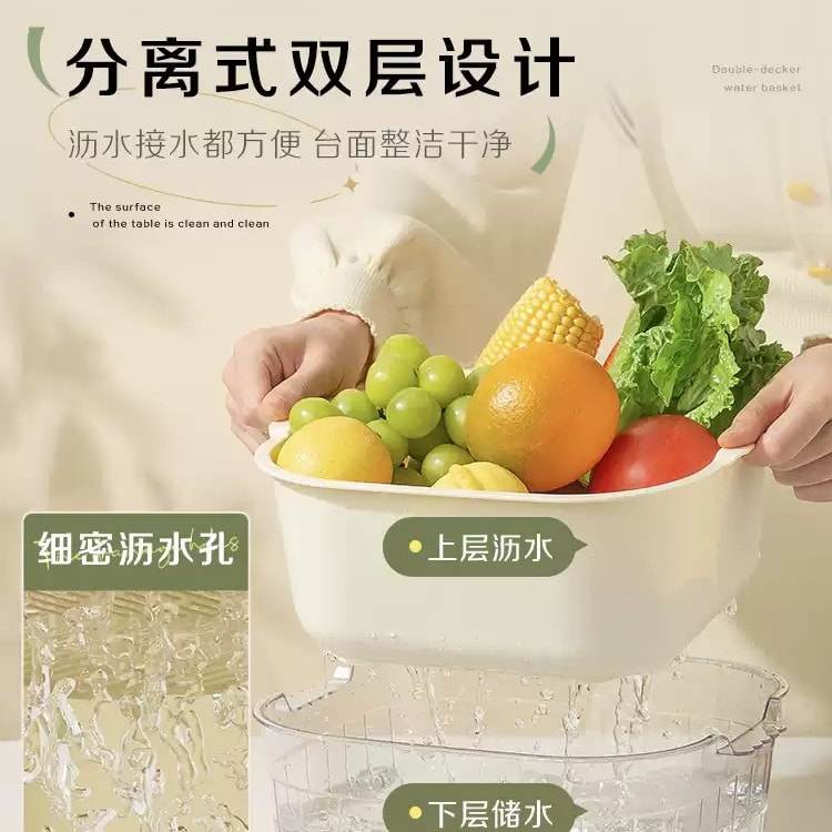 中国直送】双槍 二層構造 厚手 水切りバスケット 洗い桶 多機能