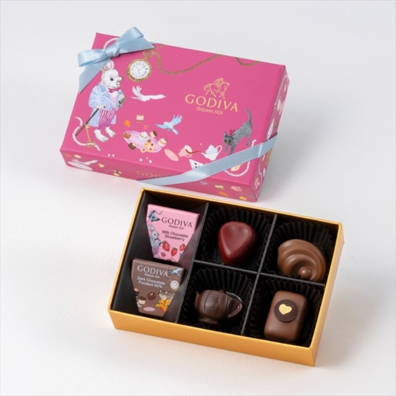 【日本直邮】 比利时 GODIVA 日本  2026情人节 期间限定 爱丽丝下午茶系列 经典巧克力礼盒 6粒装