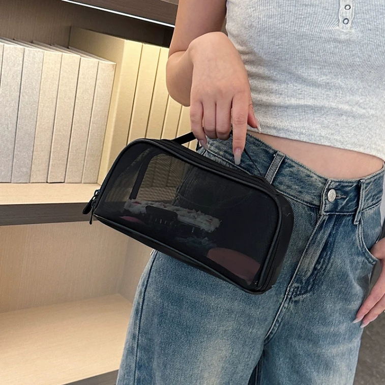 Cupid's Choice 高品質メッシュ大容量メイクアップバッグ（1個）[ラージサイズ 24*11*11cm] 持ち運びやすくシンプルなトイレタリーバッグ、軽量トラベルオーガナイザー 5