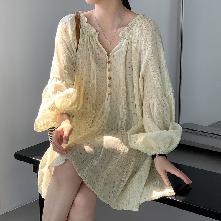 loose babydoll dress Fartey Babydoll Dress for Women 2025 Cute Puff Short Sleeve Dress Loose Casual Solid Color Square Neck Dress Summer Mini Dresses Beige L