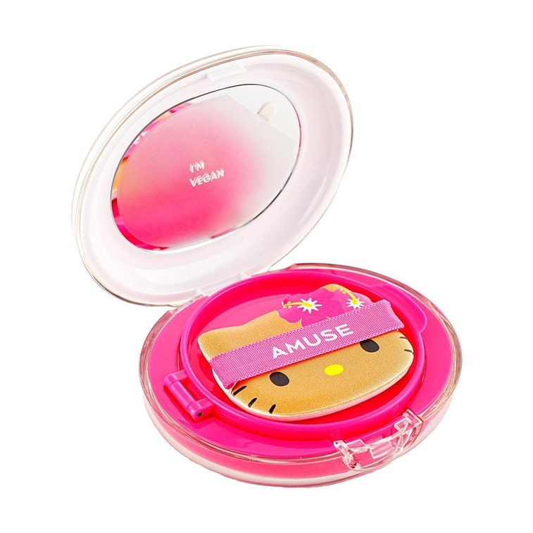 【油皮必备】韩国AMUSE 陶瓷哑光气垫粉底小白盒 纯素 水润保湿遮瑕 24h持久持妆 养肤0刺激  SPF40 / PA++ #0.5 FAIR 17号 冷调瓷白【黑皮Hello Kitty联名限定版】  9