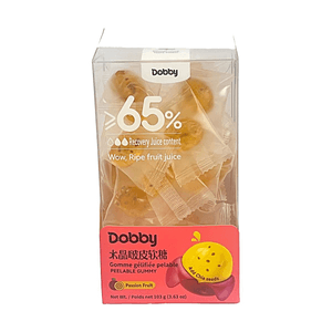 哆比 Dobby 果C水晶啵皮软糖 完熟百香果味 103g【≥65%果汁含量 奇亚籽添加】
