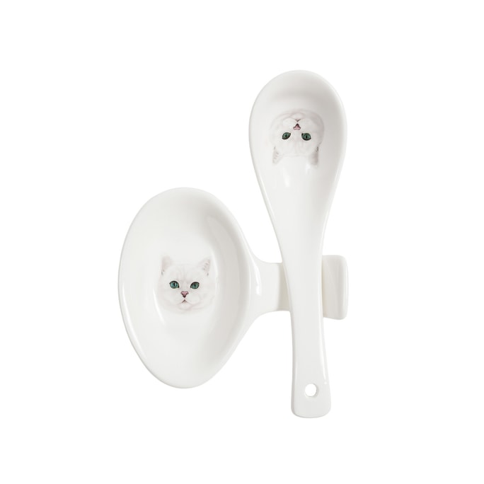 Petorama Pet Portrait Porcelain Spoon & Rest Set - British Shorthair(Silver)