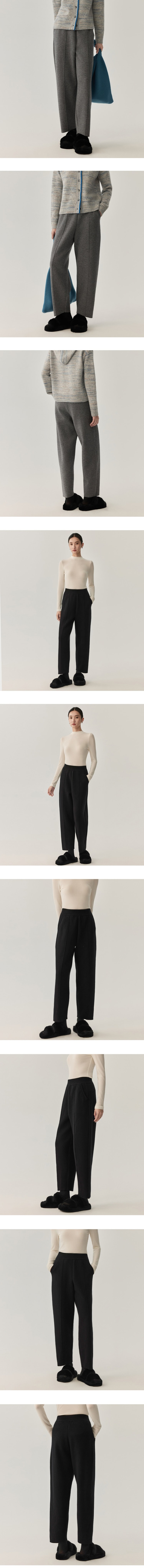 【中国直邮】 HSPM 新品绵羊毛长裤优雅气质高腰垂坠高级感裤子纯色直筒裤子 夹花灰 M