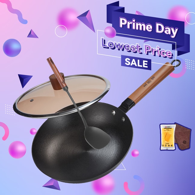 26CM Frying Skillet + Spatula No Coating Omelette Pan Cast Iron Wok