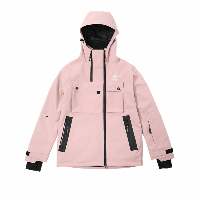 【中国直邮】Angelababy同款  NANDN南恩 工装滑雪服防水男女加厚保暖防风单双板上衣 粉色 M码