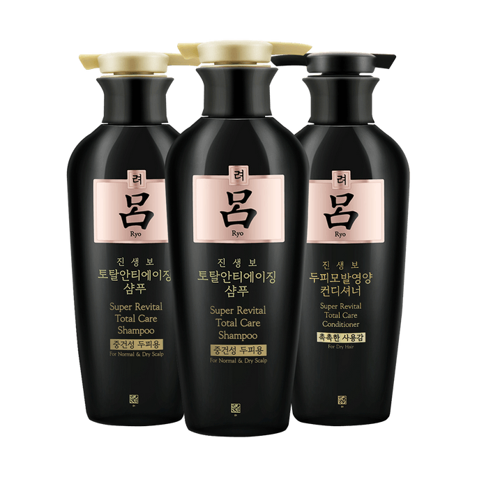 Anti-Hair Loss Revitalizing with Ginseng Extract for Normal & Dry Hair Shampoo 400ml*2 + Conditioner 400ml*1 