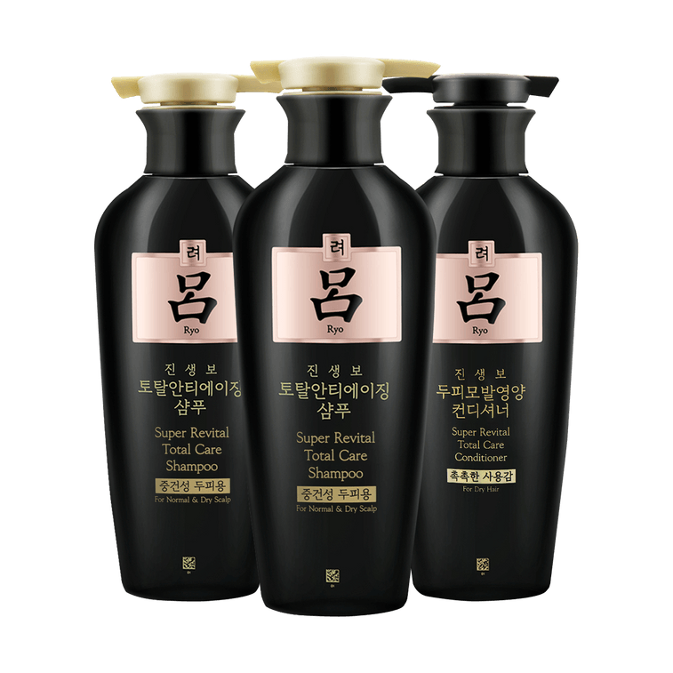韩国RYO吕 黑色参宝抗老化防脱发 中/干性发质适用 洗发水x2瓶+护发素x1瓶【黑吕超值400ml*3瓶装】 3