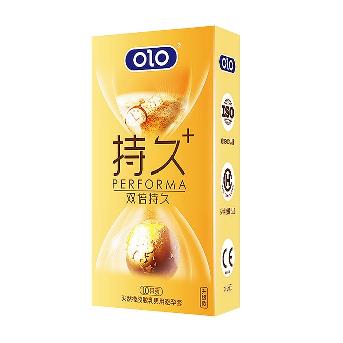 OLO 雙倍長久升級版金色款10只裝 安全套 男用避孕套 計劃生育用品 成人 情趣用品 延時 潤滑 水潤 顆粒 螺紋 1盒