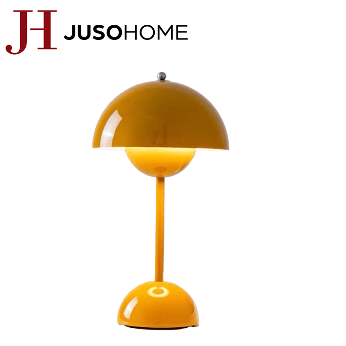 【美國現貨】Juso Home & Art Bud Lamp 可充電檯燈 - 暖白燈光 三檔亮度調整 藝術搪瓷燈罩 芥末黃