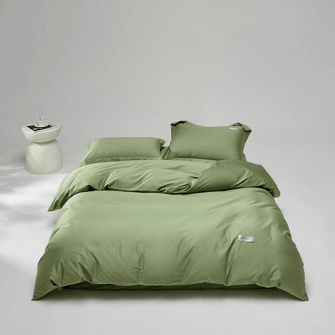 [중국발 다이렉트 메일] Lullabuy Suranbenzhen 순면 침대 4피스 가정용 침구 세트(시트*1+이불 커버*1+베개*2) 킹 사이즈 잉차 그린