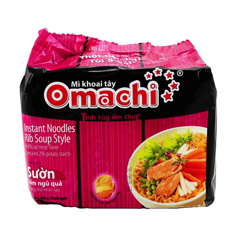 베트남 인스턴트 라면, 인공 갈비 수프 맛, 5팩, 14.1온스【감자 전분 2% 함유】 5