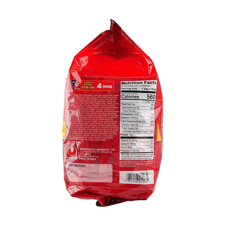 Spicy Beef Flavor Shin Stir Fry Ramen 4.76 oz*4 packs 3
