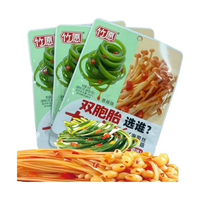 Zhuyuan Popular Snack Hot Sale Enoki Mushrooms and Kelp Strips Ready-to-Eat Appetizer 26g*4 Packs