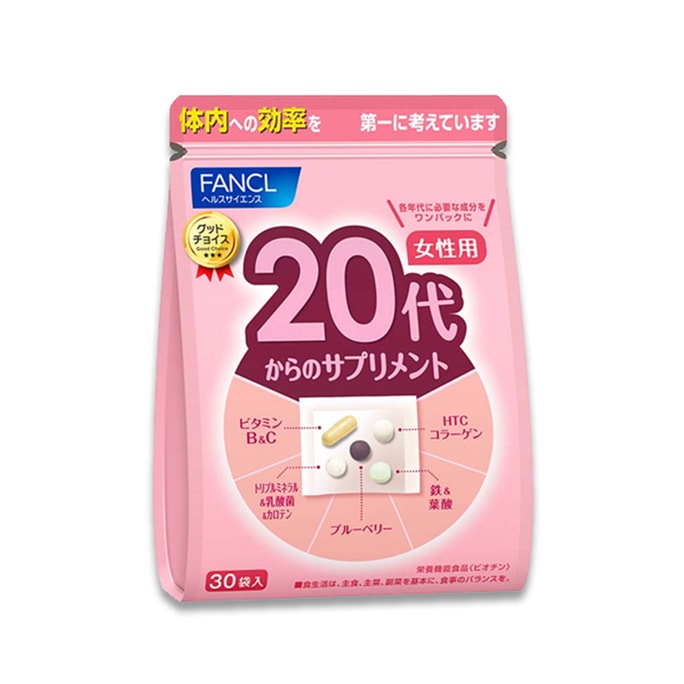 【赏味期25.6.1】【日本直邮】FANCL芳珂 20+/20代/20岁女性八合一综合维生素片30袋入