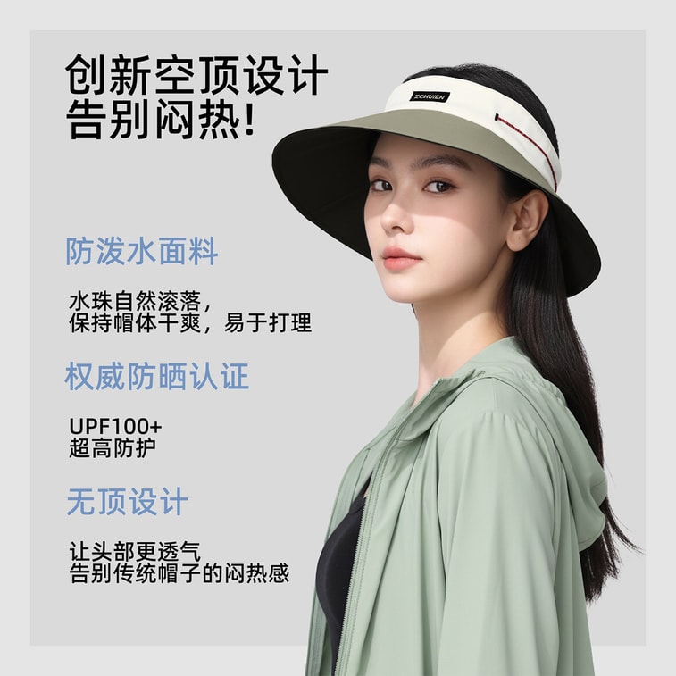 【中国直邮】 HSPM 防紫外线山系撞色彩绳空顶帽舒适透气遮阳帽 藏青色&纯白 F 1个 4