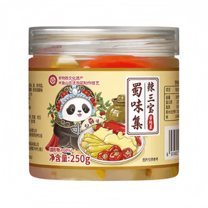Shu Wei Ji Spicy Three Treasures Sichuan Pickles: Pickled Ginger, Pickled Chili, Pickles 250g*1 Jar