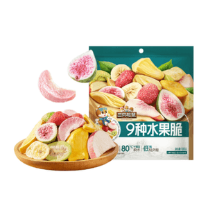 スリースリズ フルーツクリスプ 9種類のミックスフルーツ クリスピーで栄養満点のヘルシースナック 1袋 (100g)