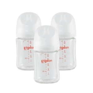 Glass Nursing Bottle Wide Neck | Heat-Resistant | Easy To Clean |5.4 Oz (Pack Of 3) Includes 3 SS Nipples (0m+)
