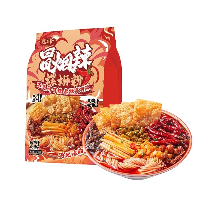【中國直郵】 龍七爺 柳州正宗螺螄粉 340g大片腐竹速食宵夜米粉