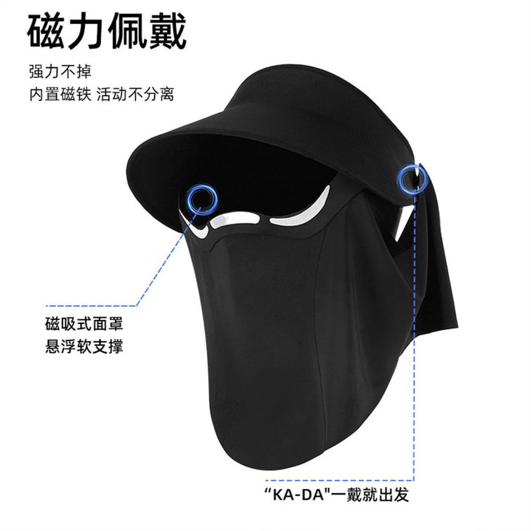 【中国直邮】 HSPM 夏季冰丝防晒磁吸面罩 防晒防紫外线遮阳帽 带面纱空顶太阳帽 灰色 F 1 顶 3