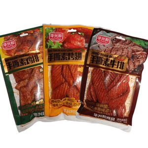 【中国直邮】 华A 【直邮 】兴和手撕素牛排鸡排烤翅大面筋辣条素面筋零食麻辣儿时8090后怀旧大辣片 牛排 鸡排 烤翅 各一包 76g*3包