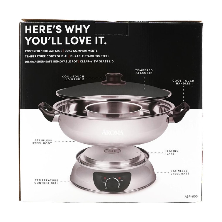 【低価格保証】4クォートステンレス電気しゃぶしゃぶ鍋 ASP-600 1年間製造保証 4