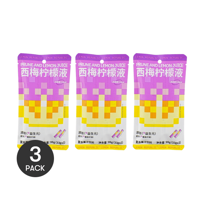 檸檬共和國 西梅檸檬水 濃縮沖飲 3條入 99g​​【含益生元+膳食纖維】