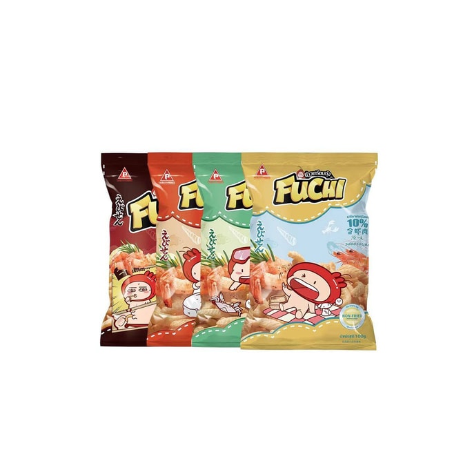 [중국 직배송] 태국산 후치 새우칩, 100g*4팩. 진짜 새우로 만들어 신선하고 향긋하며 바삭합니다. 태국식 클래식 퍼프 스낵으로, TV 시청이나 파티에 제격입니다. 가볍고 기름지지 않아 부담 없이 즐길 수 있는 간식입니다.