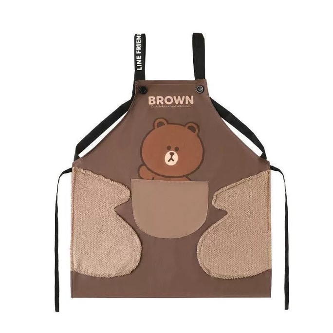 Brown Bear Apron Kitchen Apron Home Use High-Quality Cartoon Coral Fleece Apron Single Piece