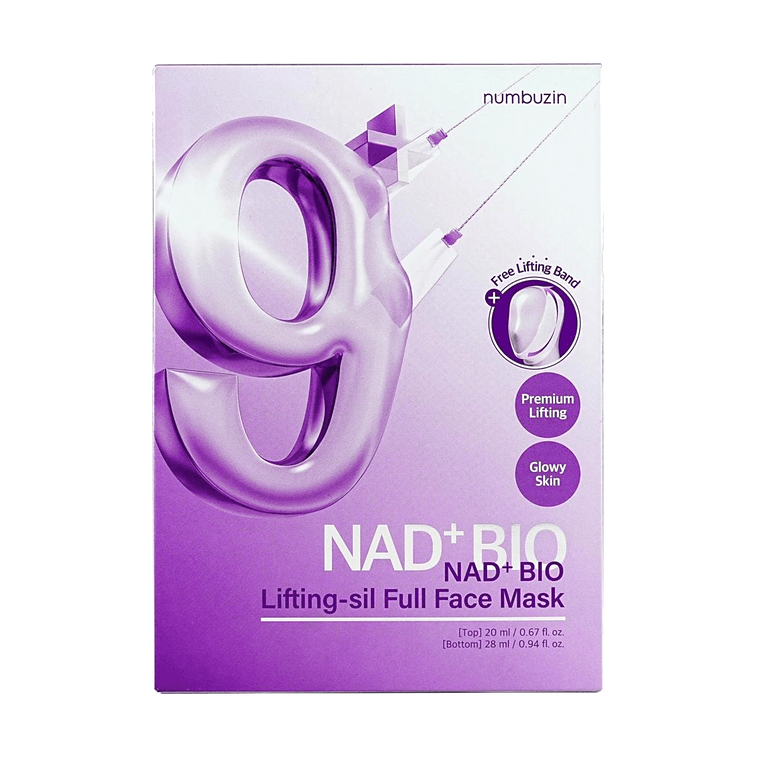 No.9+ NAD+ バイオリフティングシル フルフェイスマスク、上：0.67液量オンス + 下：0.94液量オンス - 3ステップリフティング | シワ改善 5