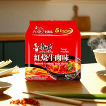 Braised Beef Flavor Instant Noodles - 5 Packs*3.73oz