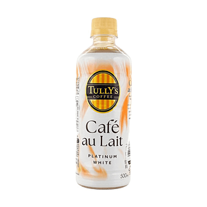 Tully's Coffee Cafe Au Lait Platinum White Premium Iced Coffee, 16.91 fl oz 【Smooth and Creamy Sweetened Milk Beverage】