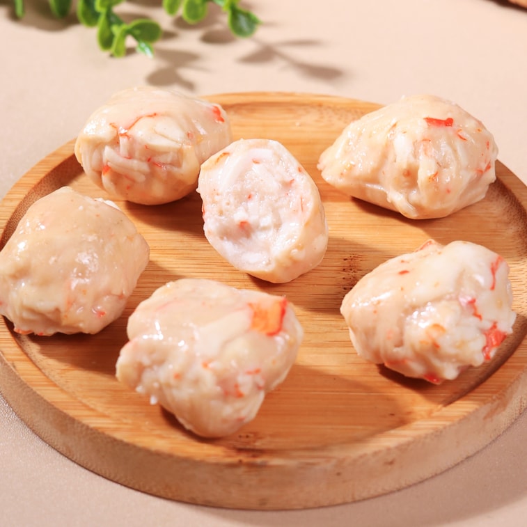 Fish roe ball Lobster flavor Hot pot meatballs QQ Low fat Cooked food Fish ball Seafood snack Dormitory snacks 200g 6